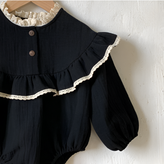 RoyalBloom – Lace Ruffle Romper for Baby Girls